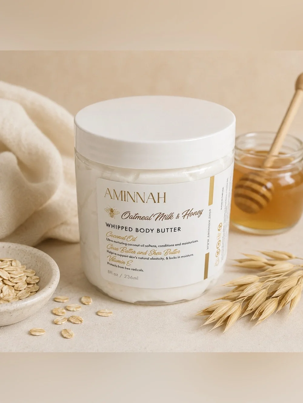 Aminnah Oatmeal Milk & Honey Whipped Body Butter